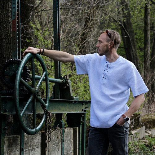 Lněná košile krátký rukáv proužek